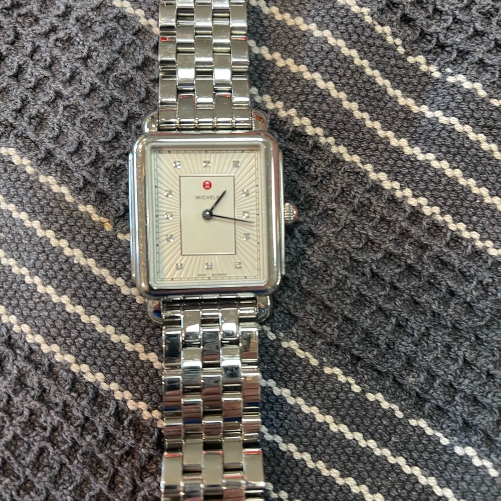 Michele Gorgeous watch! Deco II collection. Rectangular stainless steel!